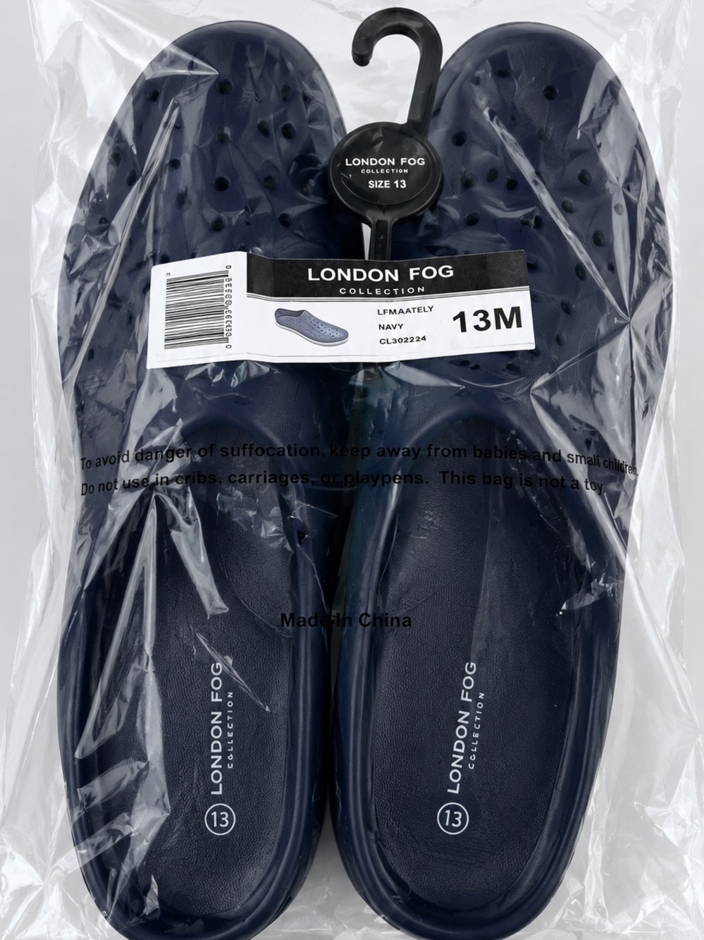 London Fog Navy Perforated Slip-On Clogs